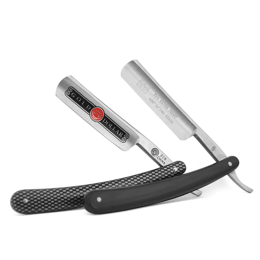 

ZY Shaving Straight Razor Carbon Steel Blades Cut Throat Knife Gold Dollar Straight Razor Sharpener Folding Shaver