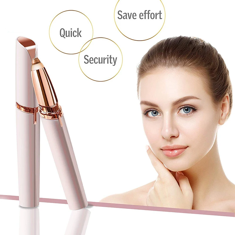 TOHUAN Electric Eyebrow Hair Trimmer Women Painless Portable Precision Brows Hair Remover Lipstick Shape Hair Razor USB Recharge