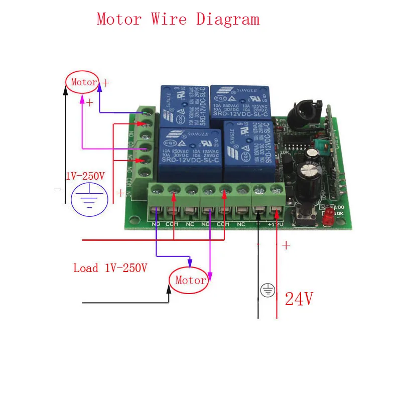 24V 4 Ch RF Wireless Remote Control Switch Relay Remote Relay Switch 24V 4CH Module Board 315MHz433MHz Learn Code     (6)