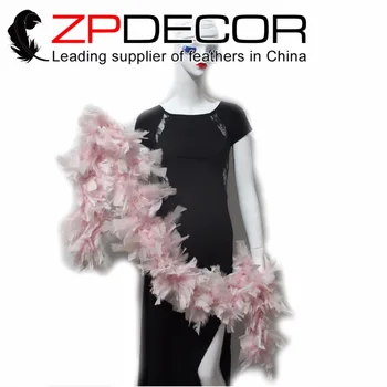 

ZPDECOR 2 yards/lot Pretty Handwork Dyed Five Colors 150g Turkey Flat Feather Boas Wraps for Easter Decoration