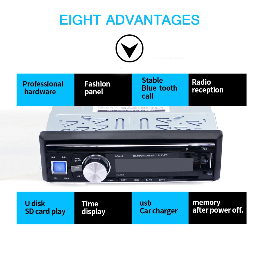 Автомагнитола с Bluetooth стереозвуком mp3 плеером поддержкой USB SD AUX FM приемником ИК