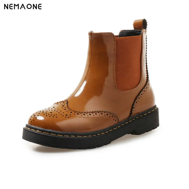 

NEMAONE 3cm thick high Heels platform women ankle boots rouned toe ladies western Boots party dress shoes woman large Size 43