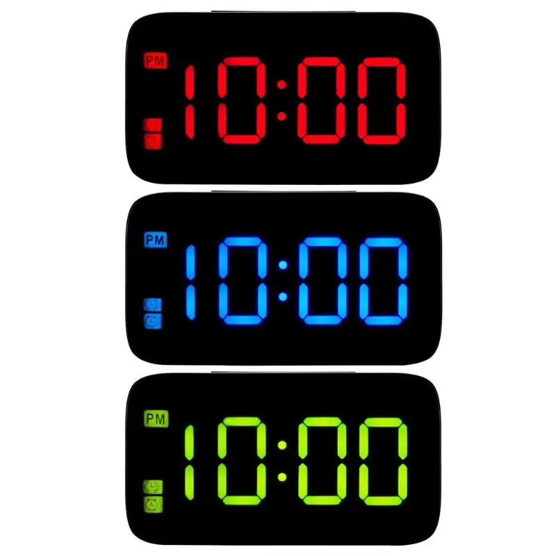

LED panel display Digital Snooze Electronic USB Alarm Clock Night Light for Bedroom Home USB data cable Red, Blue, Green