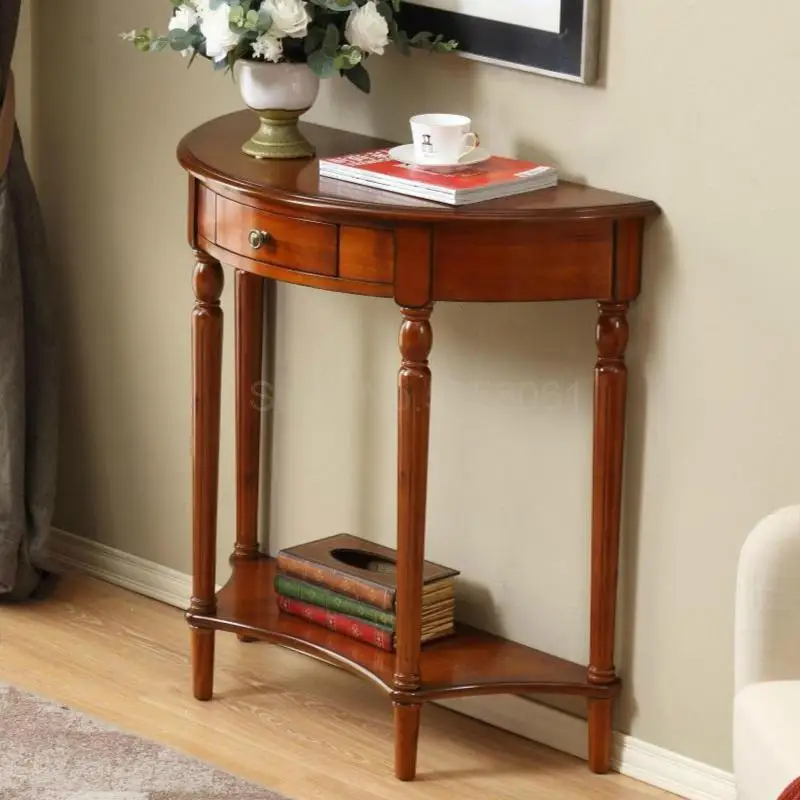 

European-style porch table hall cabinet porch cabinet wall-to-wall corridor porch table semi-circle porch table with drawer