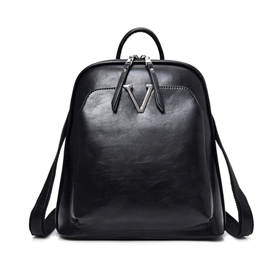 Женский рюкзак в стиле ретро, роскошный кожаный рюкзак унисекс высокого качества, модная школьная сумка для девочек-подростков, женские дорожные рюкзаки - Цвет: Black