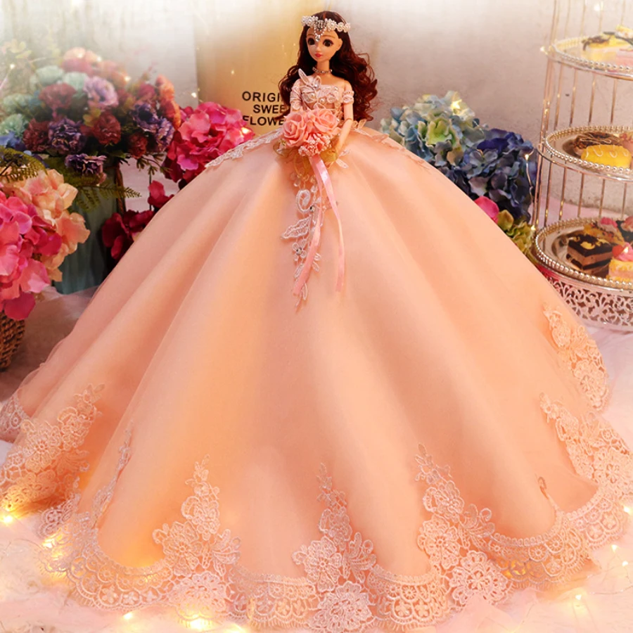 12 суставов 90 см негабаритный хвост свадебное платье для куклы игрушка высококачественный водорастворимый кружева свадебная кукла принцесса игрушка подарок
