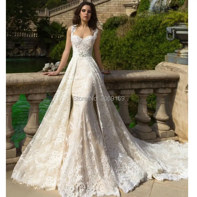 Robe De Mariee Новые свадебные платья русалки цвета шампанского со съемным шлейфом Свадебные платья размера плюс свадебное платье