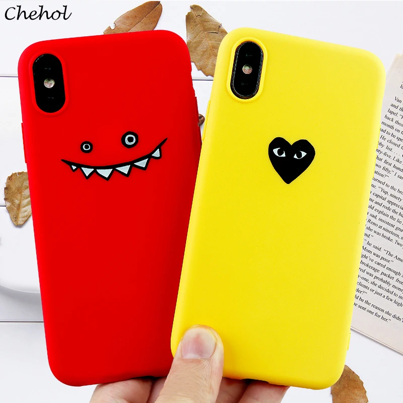Funny Phone Cases for IPhone 6 s 7 8 Plus X XS MAX XR Case Smile Heart Soft Silicone Fitted Cell Covers Shell Accessories |