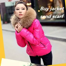 2016New Тонкий Зимняя Куртка Женщин Хлопка Короткие Теплые Случайные Зимой Вниз Пальто Женщин Большой Меховой Воротник С Капюшоном Пиджаки Куртка Одежда