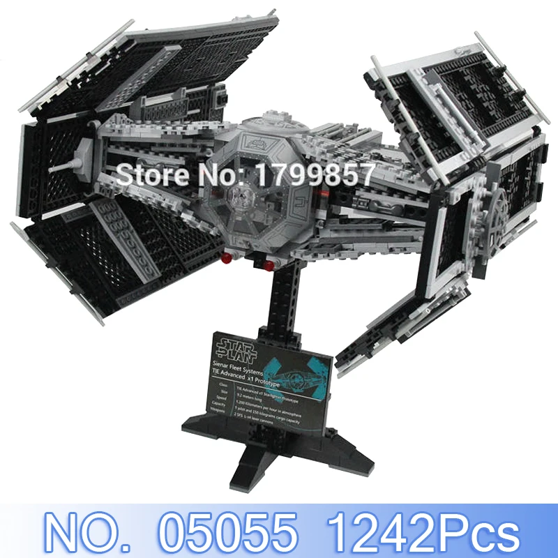 

Lepin 05055 1242Pcs Star Wars Figures Vader's TIE Advanced Fighter Model Building Kits Blocks Bricks Toy For Children With 10175