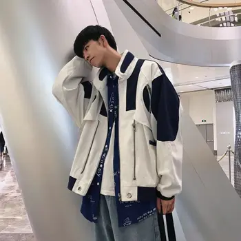 

2019 Men's Fashion Casual Coats Streetwear Brand Outerwear Bomber White Jacket Loose Youth Popular Windbreaker Plus Size M-2XL