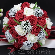 Свадебные романтический свадебный букет бордовый