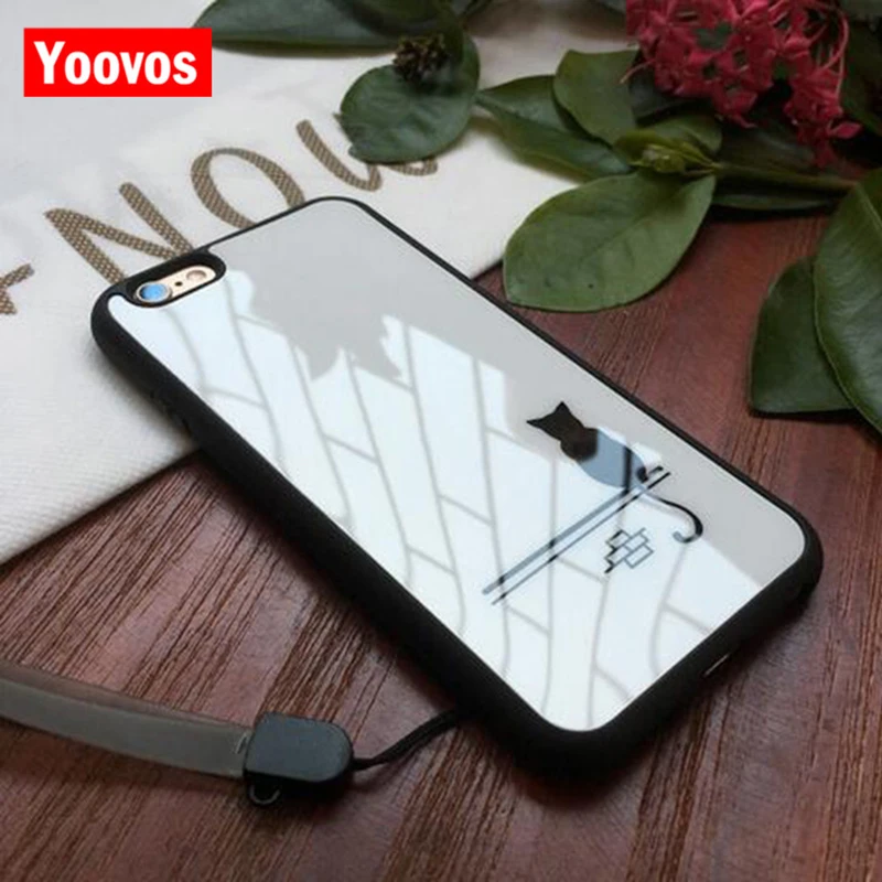 Yoovos New Cartoon animal black cat Patterned Phone Cases For iphone 5 6 7 8 Case 6Plus 7Plus 8Plus TPU Cover |