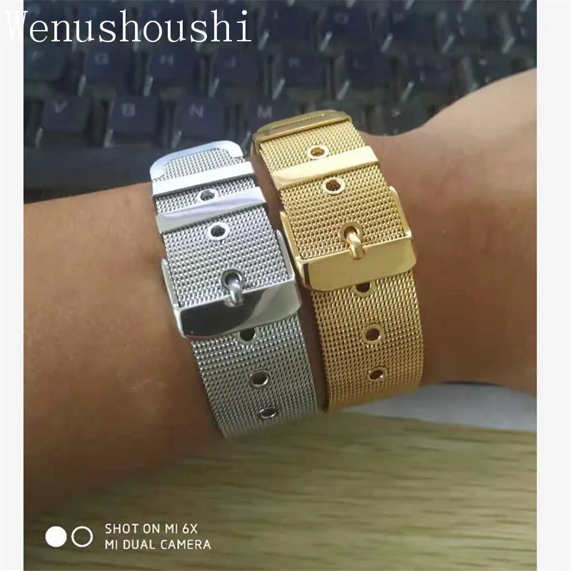 

Wenushoushi width 1.8cm length 21cm stainless steel watchband bracelets women gold color titanium classic brief bracelet fj168
