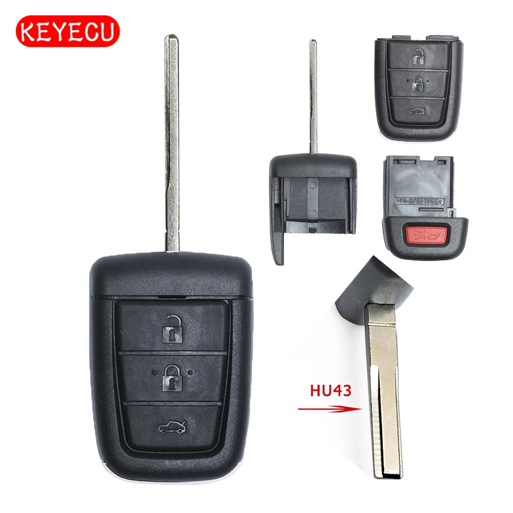 Keyecu новый запасной чехол для автомобильного ключа без порезов 3 + 1 кнопки Chevrolet