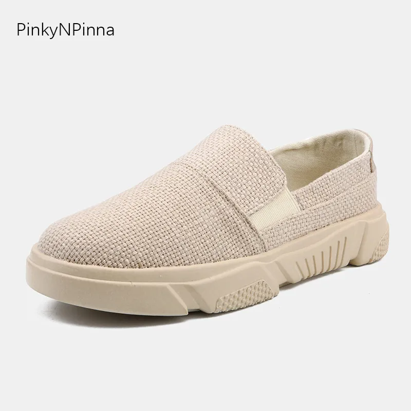 

men hemp upper casual shoes loafers driving shoes minimalism style breathable cool slip on simple design fashion espadrilles