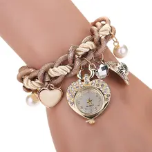 2018 Fashion Bracelet Watch Women’s Watches Female Heart Pendant Clock Women Diamond Wrist Watch Reloj Mujer Clock