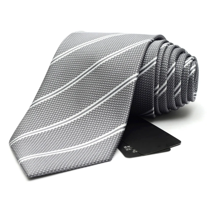 Новые мужские Галстуки брендовые классические жаккардовые переплетения серый полосатый галстук мода 9 см галстук галстуки для Бизнес