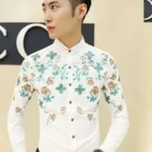 CH. KWOK цветочные печати мужские рубашки с длинными рукавами Свадебные классические деловые рубашки отложной воротник Slim Fit смокинг рубашки