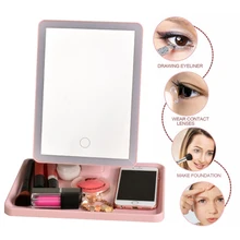 Вращение на 360 градусов зеркало для макияжа с монитор со светодиодной подсветкой с присосками LED-подсветка маленького зеркала аксессуары для макияжа