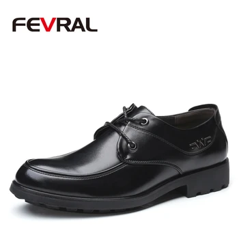 

FEVRAL Men Wedding Dress Formal Leather Shoes Breathable 2020 Men Luxury Oxford Flats Office Shoes Classic Brogue Business Shoes