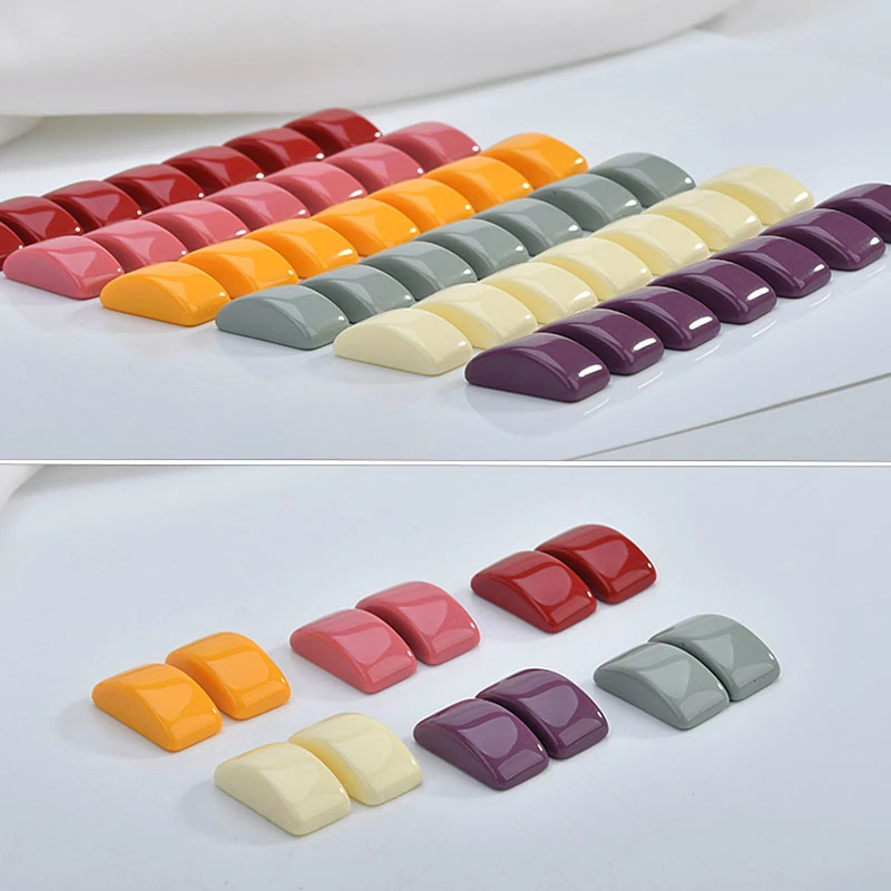 

Retro half pill resin rectangular solid color patch earrings ring red wine turmeric Japanese diy handmade material accessories