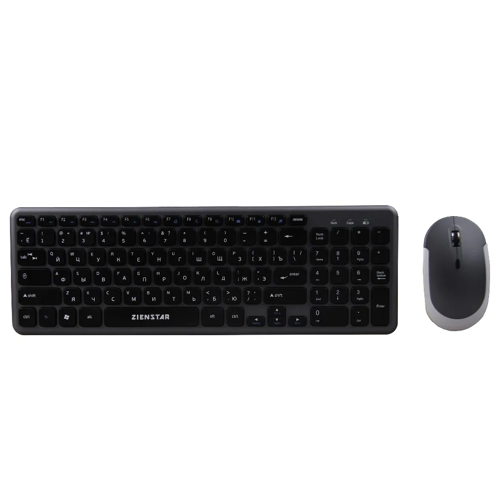  Zienstar Russia English Letter 2.4G Wireless Keyboard Mouse Combo with USB Receiver for MacbookComp