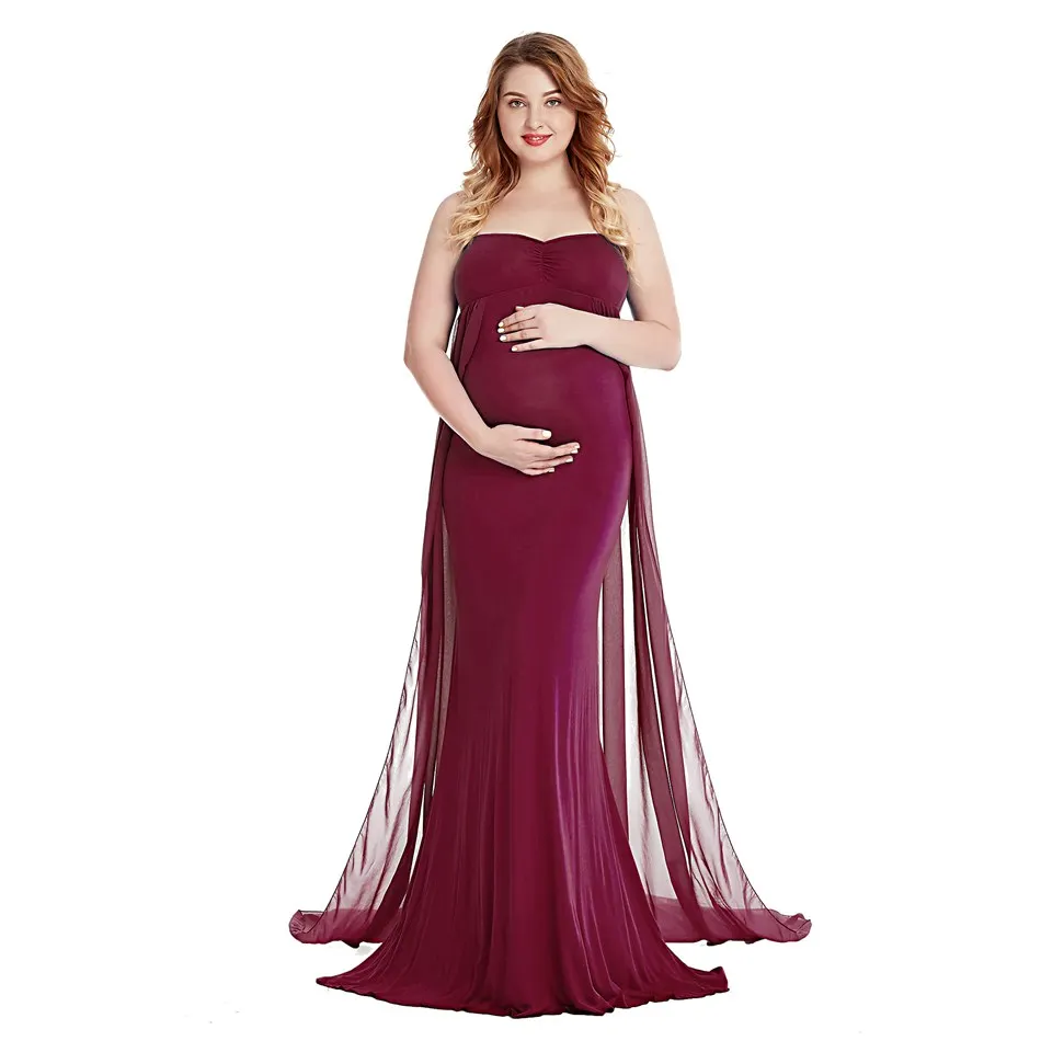 Dress 2 Only VOGUEON Для женщин с открытыми плечами шифоновые платья для беременных для фотосессии; сезон лето платье с шлейфом модное вечернее платье - Цвет: Dress 2 Only