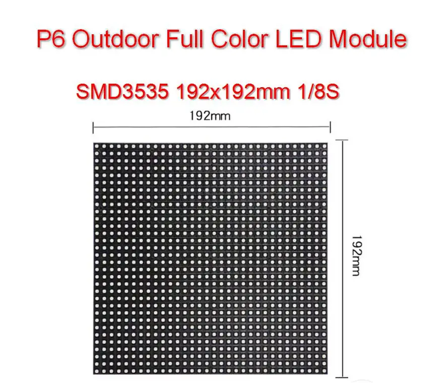 HD открытый P6mm 192x192 мм Цвет SMD3535 32 х 32 точек Водонепроницаемый светодиодный настенный модуль для аренды