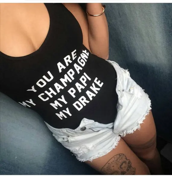 Женский сексуальный черный белый красный купальник YOU ARE MY CHAMPAGNE PAPL DRAKE цельный