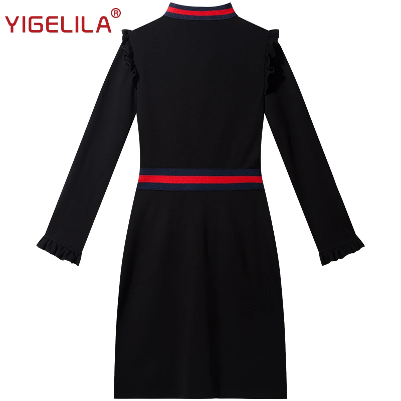 Модное женское черное платье футляр YIGELILA Осеннее элегантное облегающее