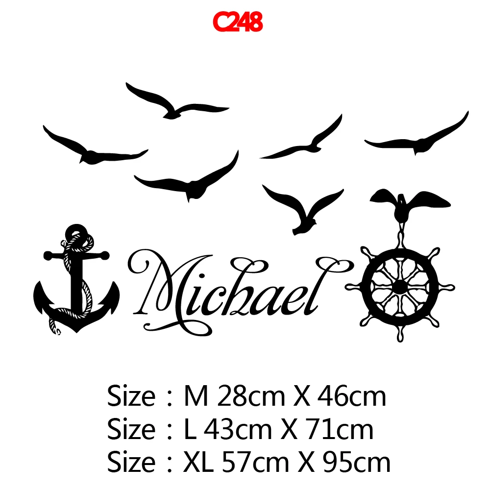 Coustom Name Sea Rover Wall Art Stickers Decor For Living Room Kids Room Bedroom Decoration Art Mural Decal