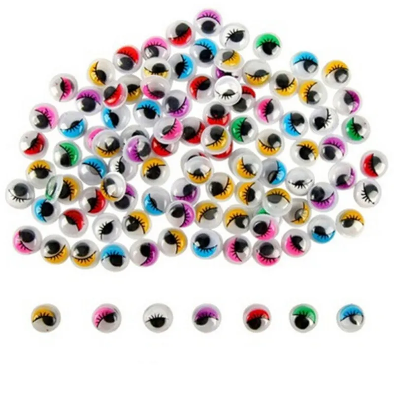 9 стилей, маленькие цветные наклейки с черными глазами для куклы, плюшевая мягкая чашка, автомобильная живопись, аксессуары для самостоятельной сборки, игрушки - Цвет: 15mm 100pcs