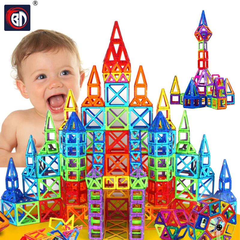 

New 64pcs Mini Magnetic Designer Construction Set Model & Building Toy Plastic Magnetic Blocks Educational Toys For Kids Gift
