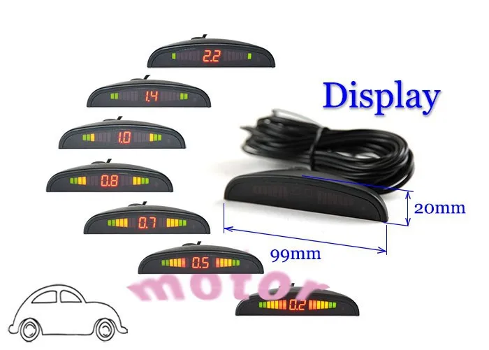 Sinovcle датчик парковки автомобиля парктроник СВЕТОДИОДНЫЙ монитор система 4 датчика s 22 мм обратный резервный радар без отверстия пила 8 цветов