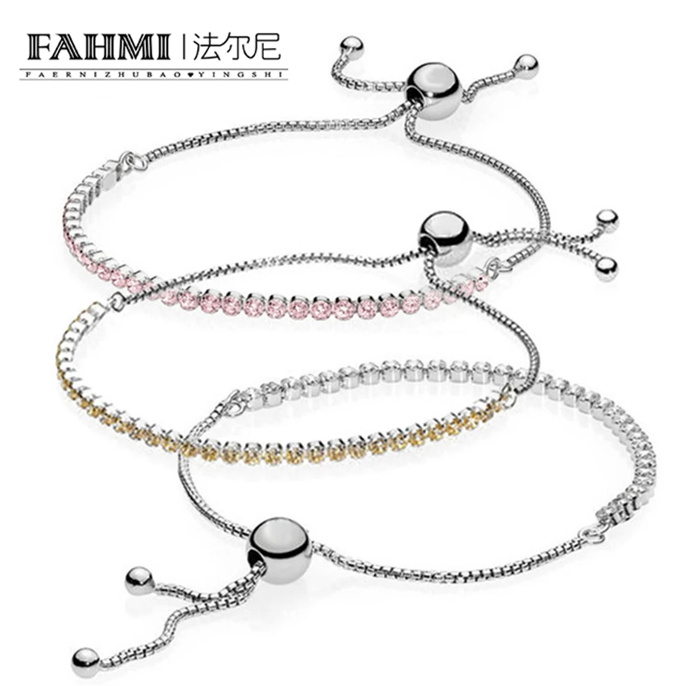 

FAHMI 100% 925 standard Sterling Silver Charm SPARKLING STRAND GIFT SET Bangles for Women Sterling Silver Jewelry Original