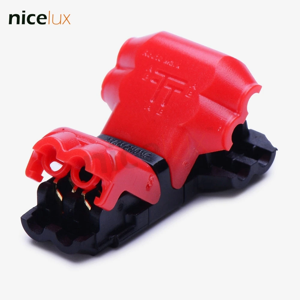 

50pcs T Shape 2 Pin Scotch Lock Quick Splice Wire Wiring Connector for 22-18AWG LED Strip Wire Car Audio Cable Terminals Crimp