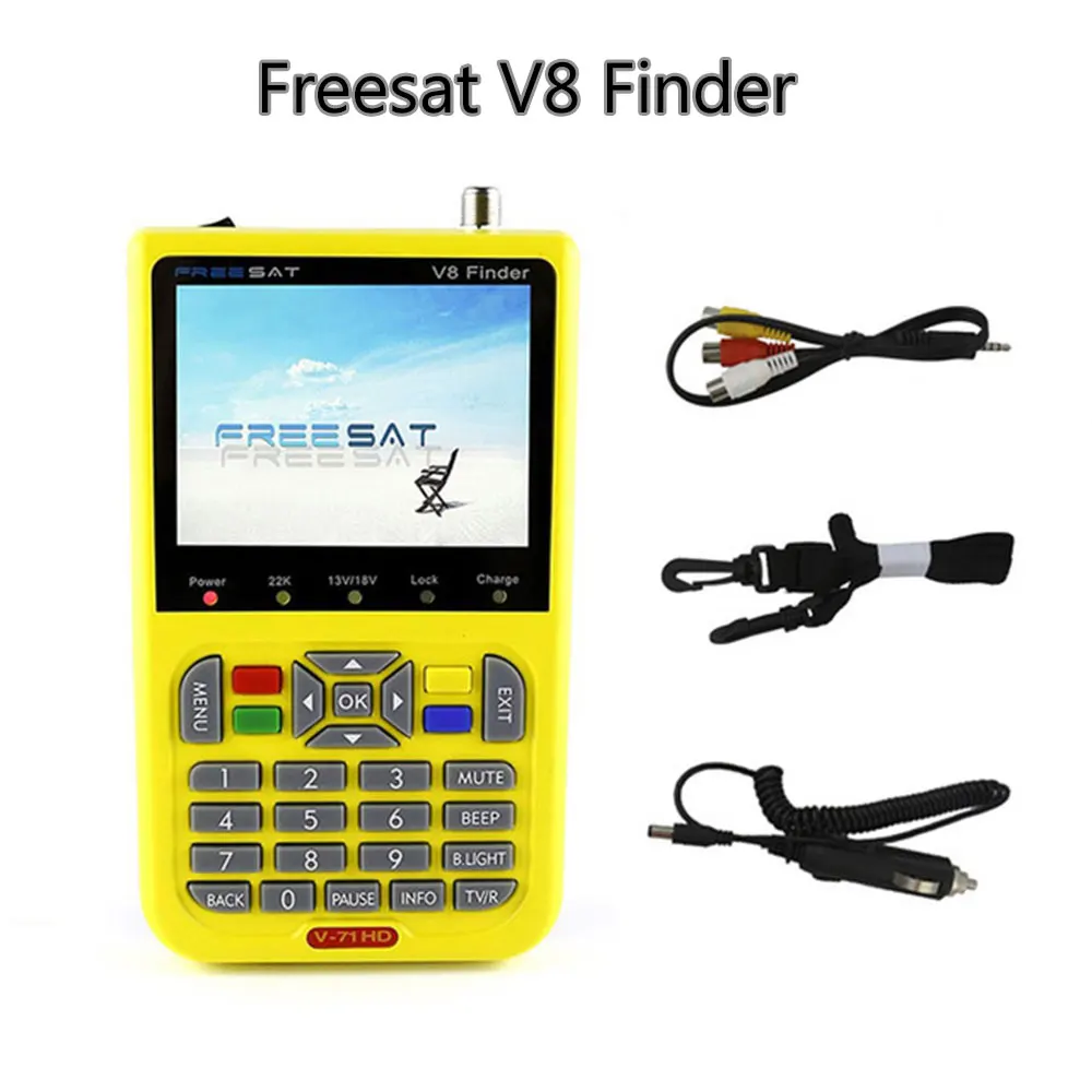 

FREESAT V8 Finder HD Digital Satellite Finder Meter DVB-S2 FTA LNB Signal Pointer Satellite TV Receiver Tool with 3.5'' LCD