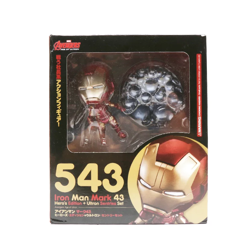 543 ironman box 10 см игрушки Marvel Nendoroid 1037 Мстители эндшпиль Железный человек паук ПВХ Фигурка Железный Паук супер герой Коллекционная модель - Цвет: 543 ironman box