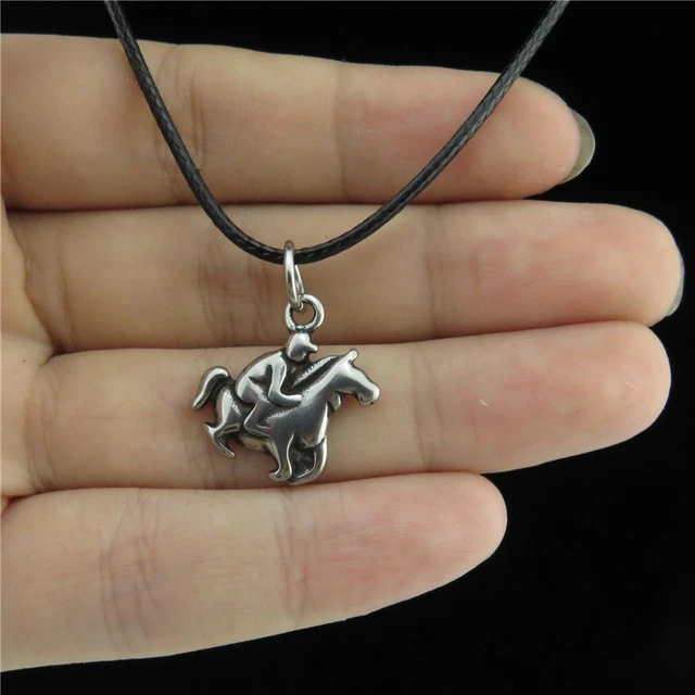 ildsted Snavset Bemærk venligst Free shipping 20514 Antique Pewter Stainless Steel Hero Ride Horse Choker  Necklace Leather Chain 18" _ - AliExpress Mobile