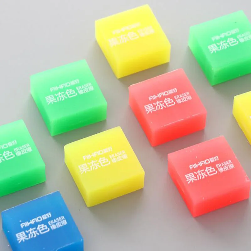 

Rubber Candy Gradient Soft Durable Flexible Cube Cute Colored Pencil Eraser School Children Cute Small Fresh Jelly Color Eraser