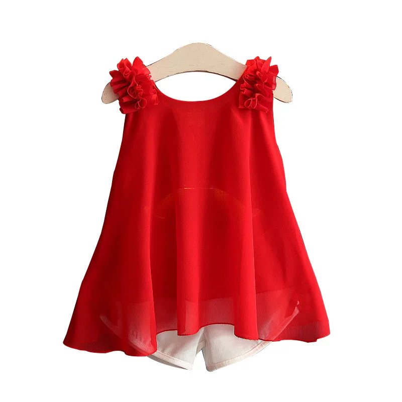 

2019 summer kids clothes chiffon sleeveless vest short dress casual shorts girls short sets teenage girls clothing