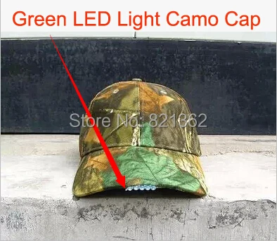 

Green Light LED Headlamp Realtree Camoflage Cap Camo Fishing Cap with Green LED headlamp