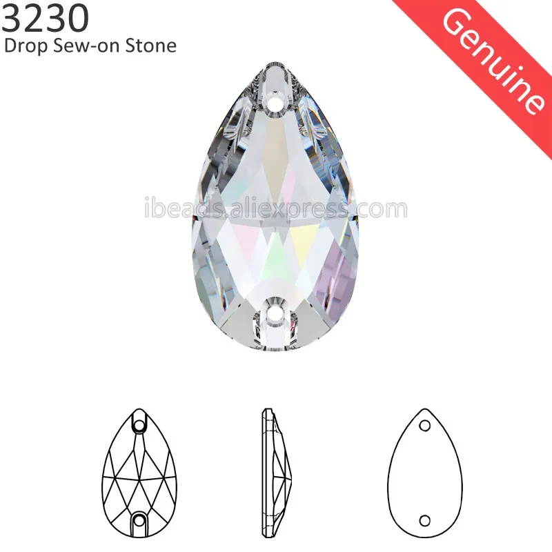 Cristal 100% Original de Swarovski, pierre à coudre en forme de poire, strass autrichien bricolage, 1 pièce Cristal 100% Original de Swarovski, pierre à coudre en forme de poire, strass autrichien bricolage, 1 pièce