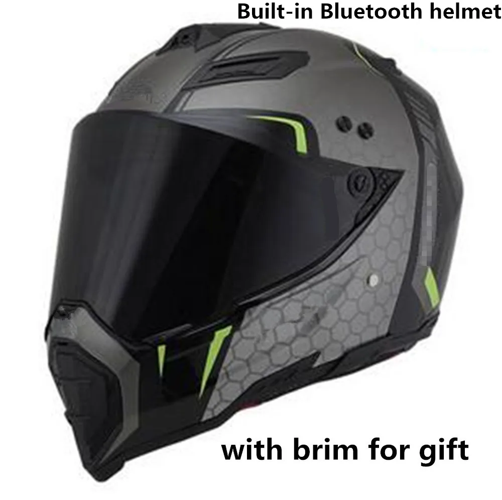 Motorcycle Bluetooth Helmets Full Face Helmet,Built-in Integrated Intercom Communication System FM radio,L size,Matte Black - Color: bluetooth helmet