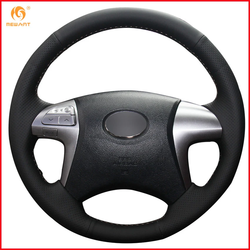 

MEWANT for Toyota Fortuner Hilux 2012 2013 2014 2015 Black Micro Fiber Artificial Leather Car Steering Wheel Cover Accessories