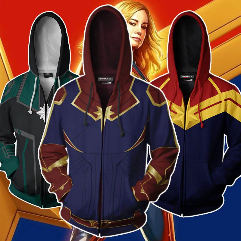 Cosroad 3D Printed Captain Marvel Carol Danvers Cosplay Costumes Hoodies Sweatshirts Casual Zipper Hooded Jacket Clothing (18)