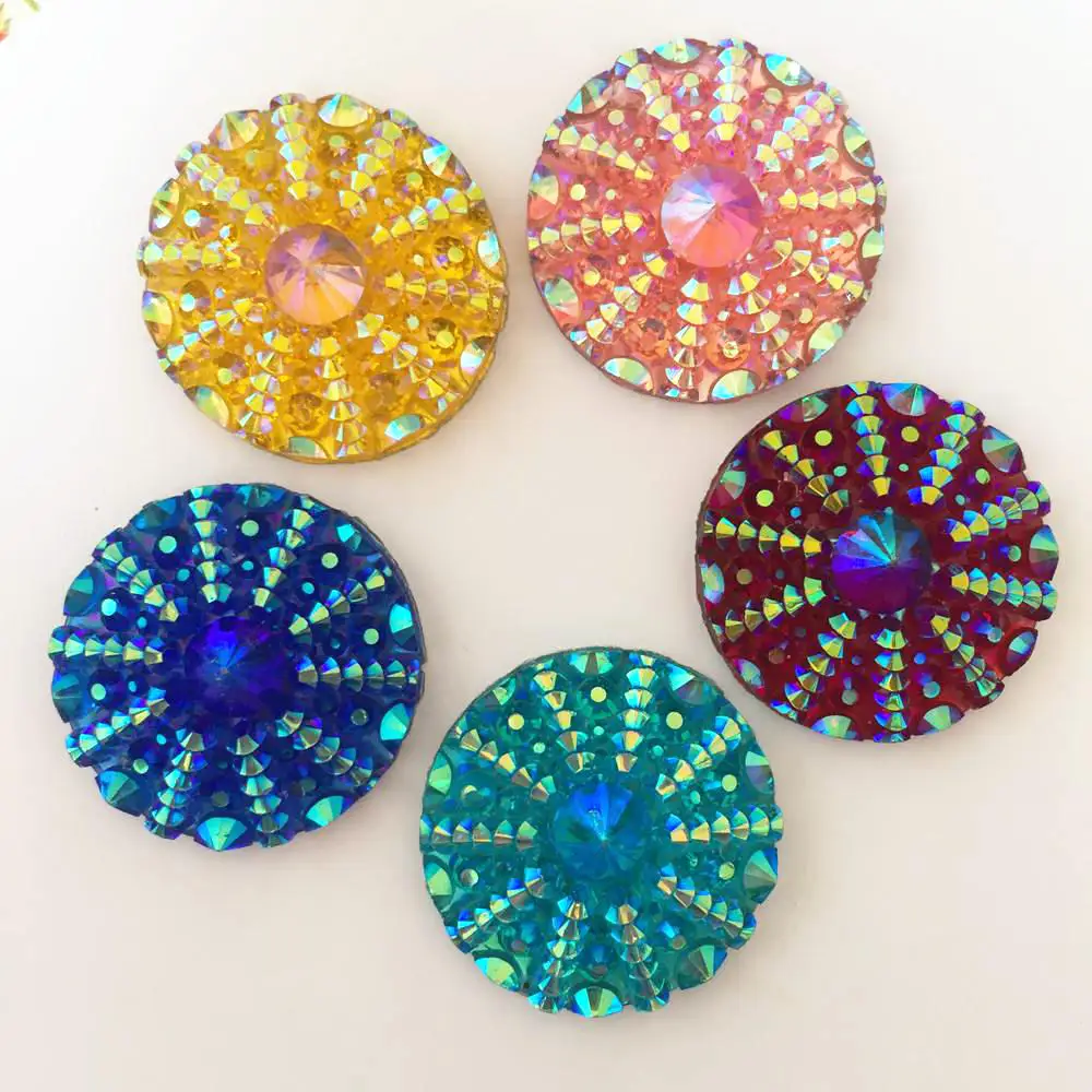 

New 30PCS AB Resin 25mm Round 3d Arrow Flatback Rhinestone Wedding 2 Hole Button DIY Resin Ornaments PR83*5