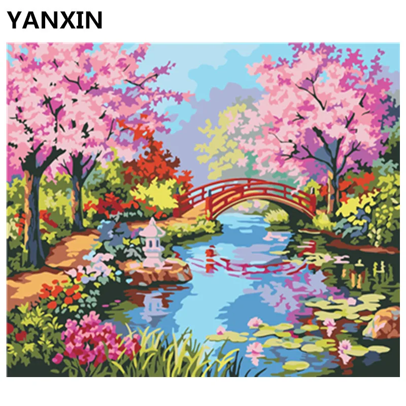 YANXIN DIY Frame Painting By Numbers Oil Paint Wall Art Pictures Decor