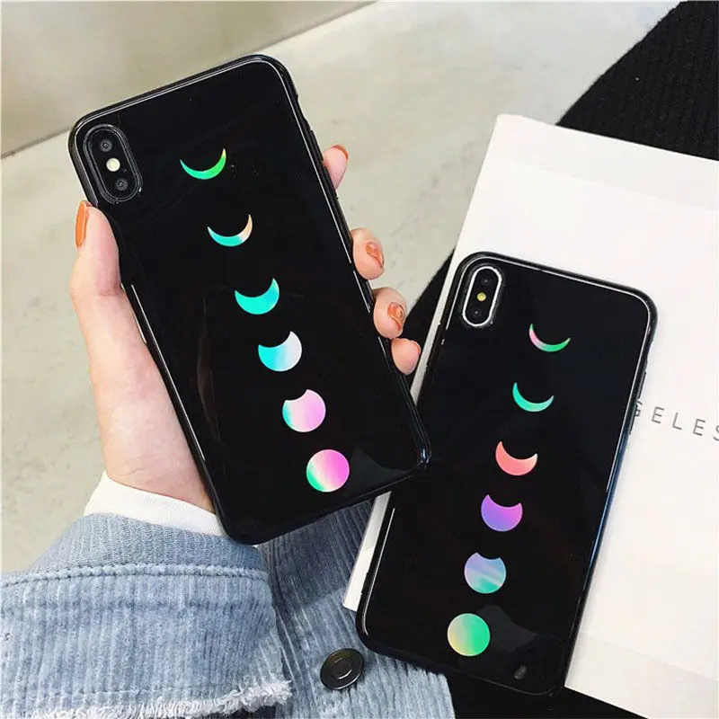 

For iPhone X 6 6S 7 8 Plus Moon Eclipse Phone Case For iPhone XS XR XS Max Colorful Moon Pattern Soft TPU Back Cover